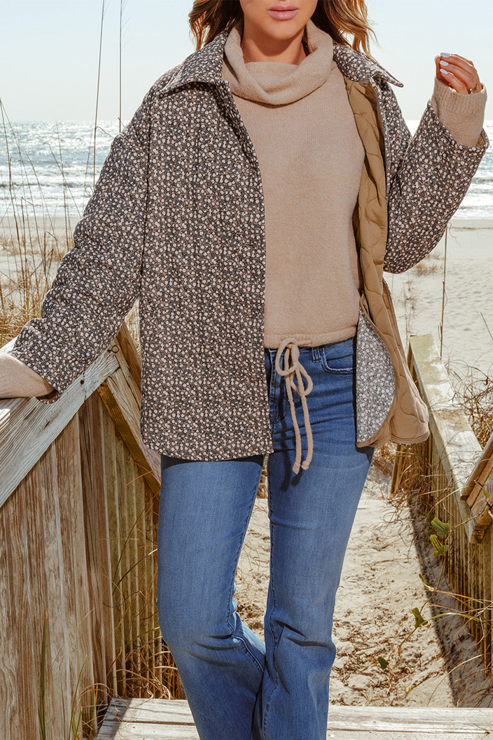 Floral Print Buttoned Jacket