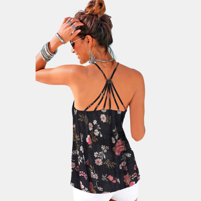 Floral Strappy Back Tank Top